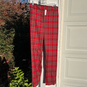 NWT Talbots Fun Red Multicolored Plaid Wool Blend “Hampshire” Ankle Pants